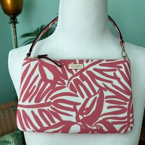 Kate Spade Grant Street Grainy Vinyl Lolly Wristlet Clutch Pink Chalk Palm